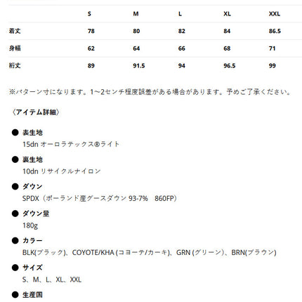 日本 Nanga Aurora Tex Light Down JacketMikami Men's 男裝羽絨外套